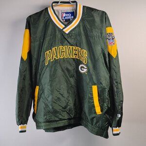 VINTAGE Green Bay Packers Pro Player Jacket Large Pullover Windbreaker Spellout